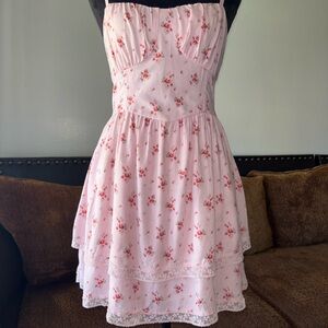 Y2K Hollister Pink babydoll Floral mini dress